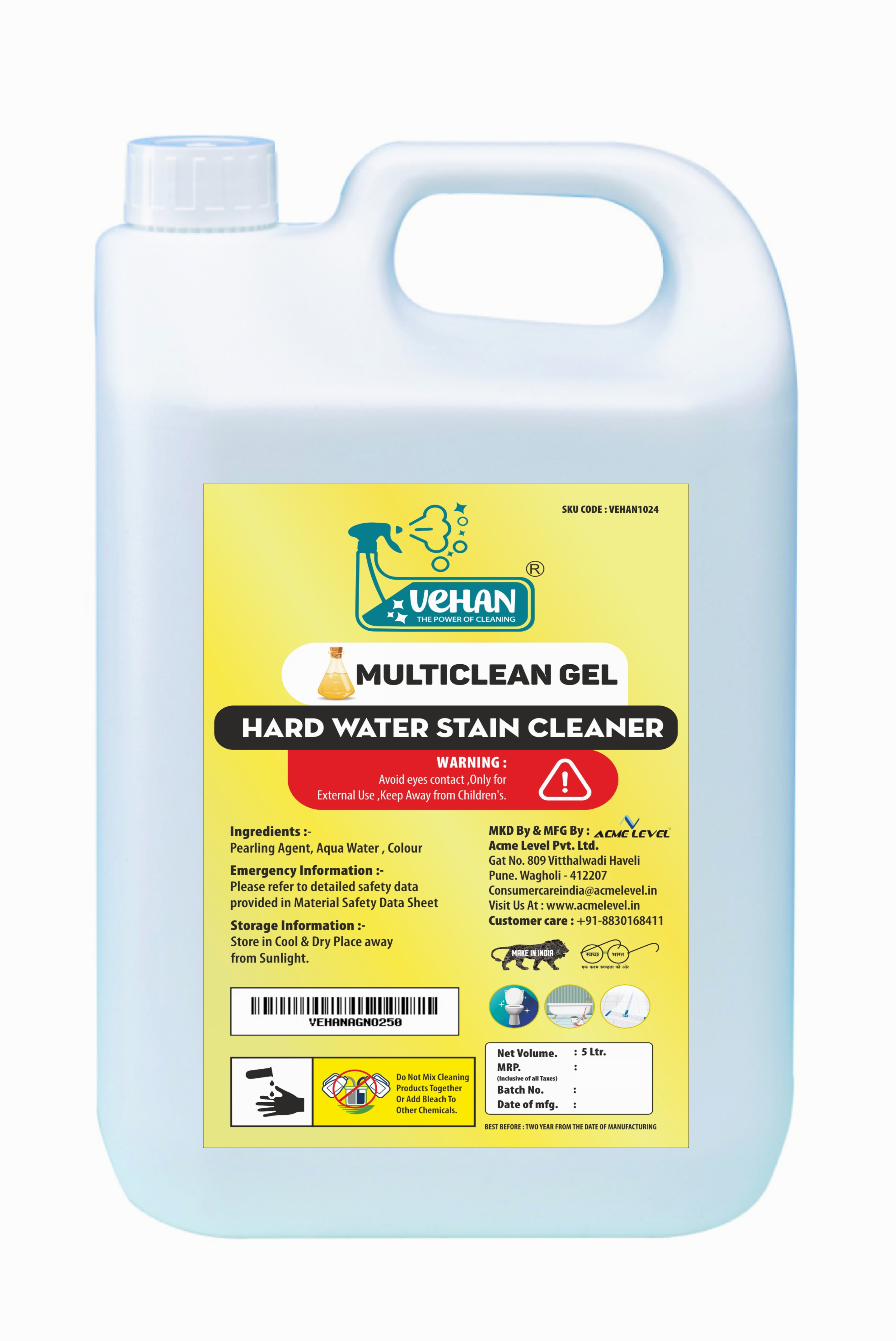 Multiclean Gel 5 LTR(Hard water stain cleaner )